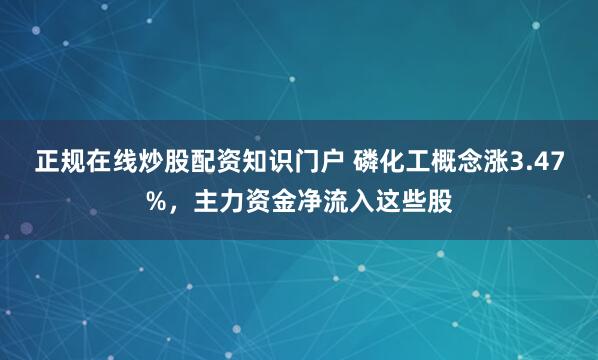 正规在线炒股配资知识门户 磷化工概念涨3.47%，主力资金净流入这些股
