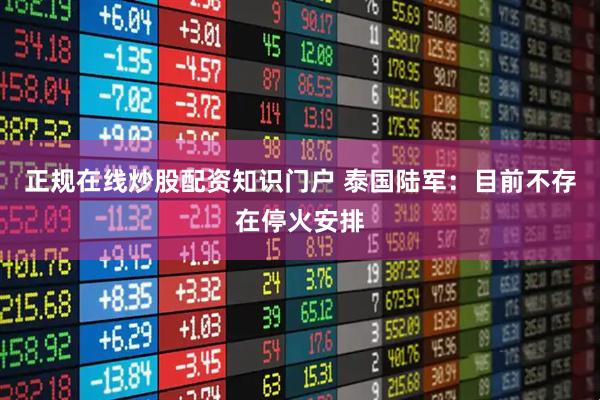 正规在线炒股配资知识门户 泰国陆军：目前不存在停火安排